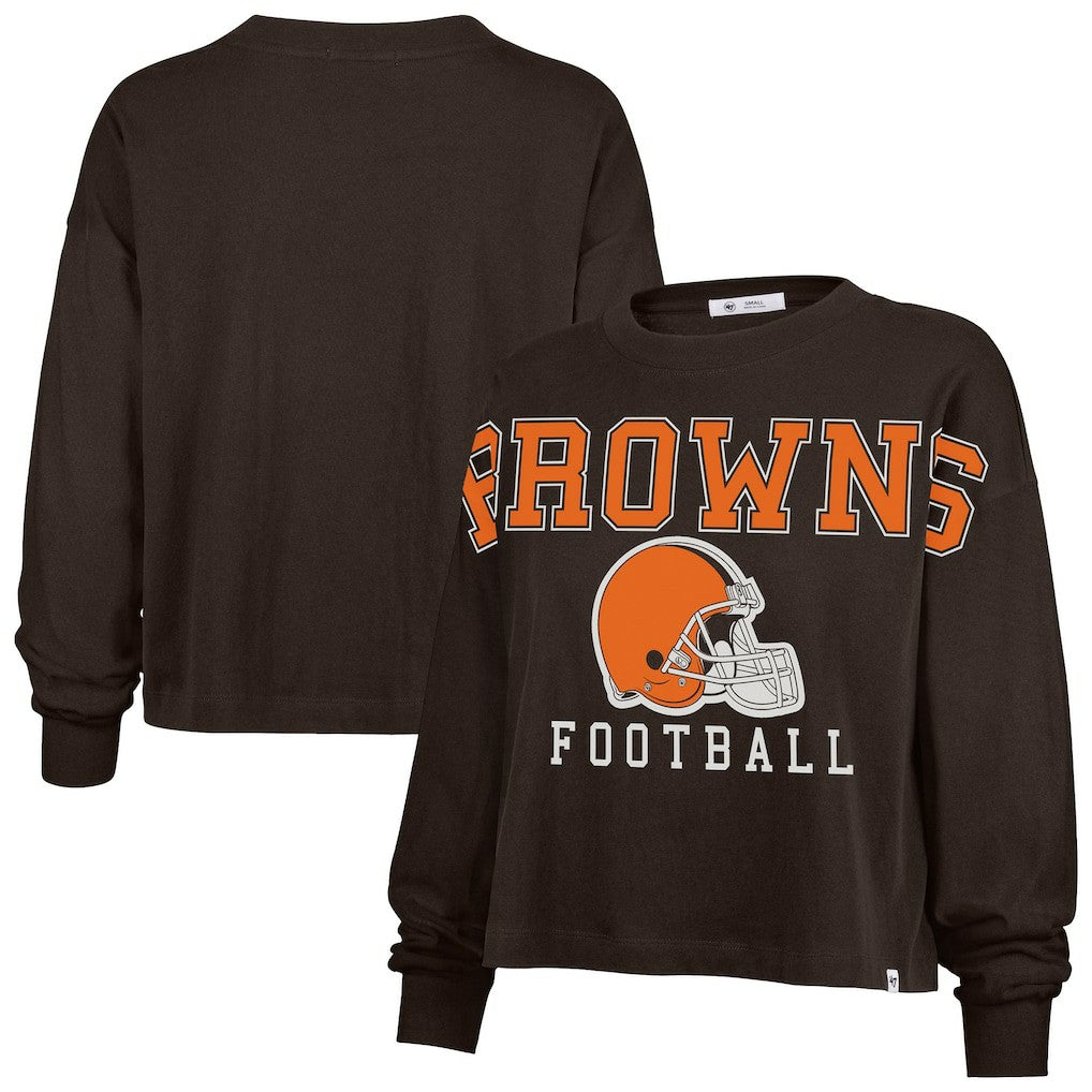 Cleveland Browns '47 Women's Outreach City Oversized Long Sleeve T-Shirt - Brown - 47 brand