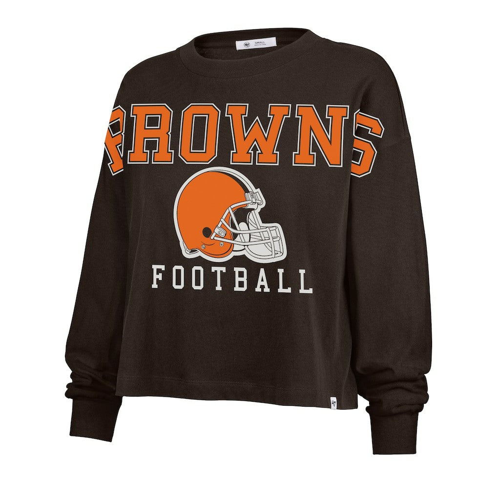 Cleveland Browns '47 Women's Outreach City Oversized Long Sleeve T-Shirt - Brown - 47 brand