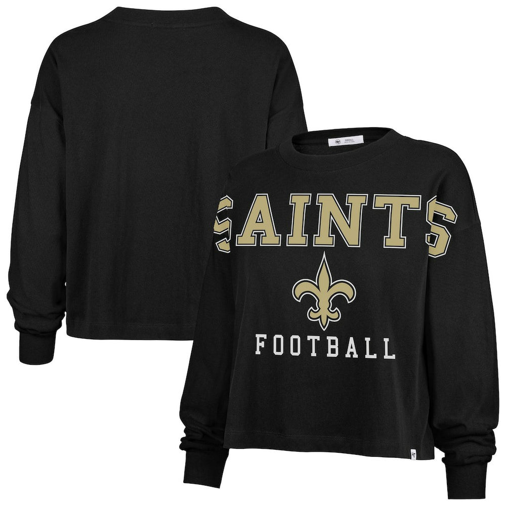 New Orleans Saints '47 Women's Outreach City Oversized Long Sleeve T-Shirt - Black - 47 brand