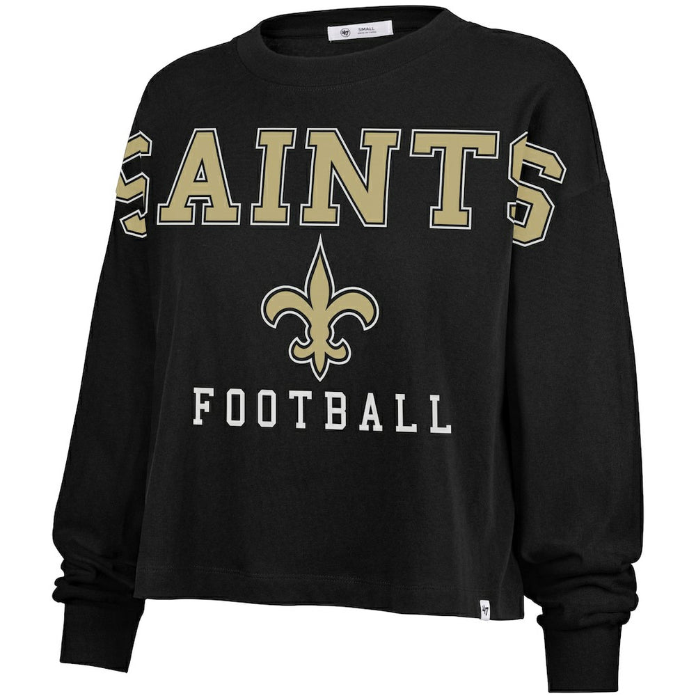 New Orleans Saints '47 Women's Outreach City Oversized Long Sleeve T-Shirt - Black - 47 brand