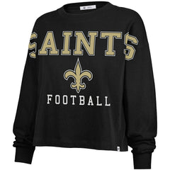 New Orleans Saints '47 Women's Outreach City Oversized Long Sleeve T-Shirt - Black - 47 brand