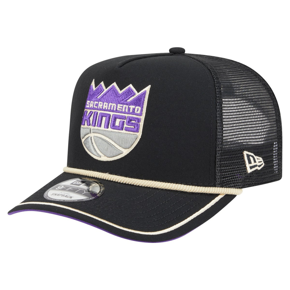 New Era Sacramento Kings Vintage Team Rope A-Frame 9FIFTY Snapback Hat Black