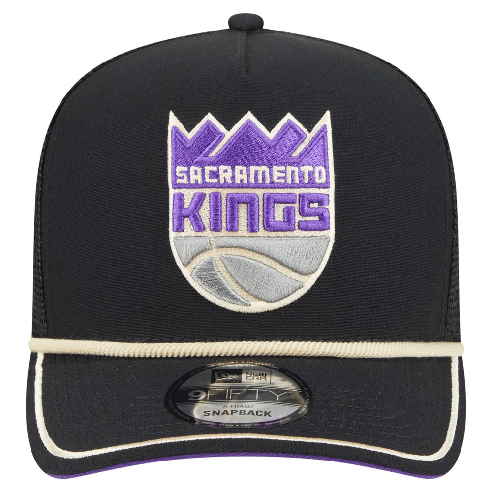 New Era Sacramento Kings Vintage Team Rope A-Frame 9FIFTY Snapback Hat Black