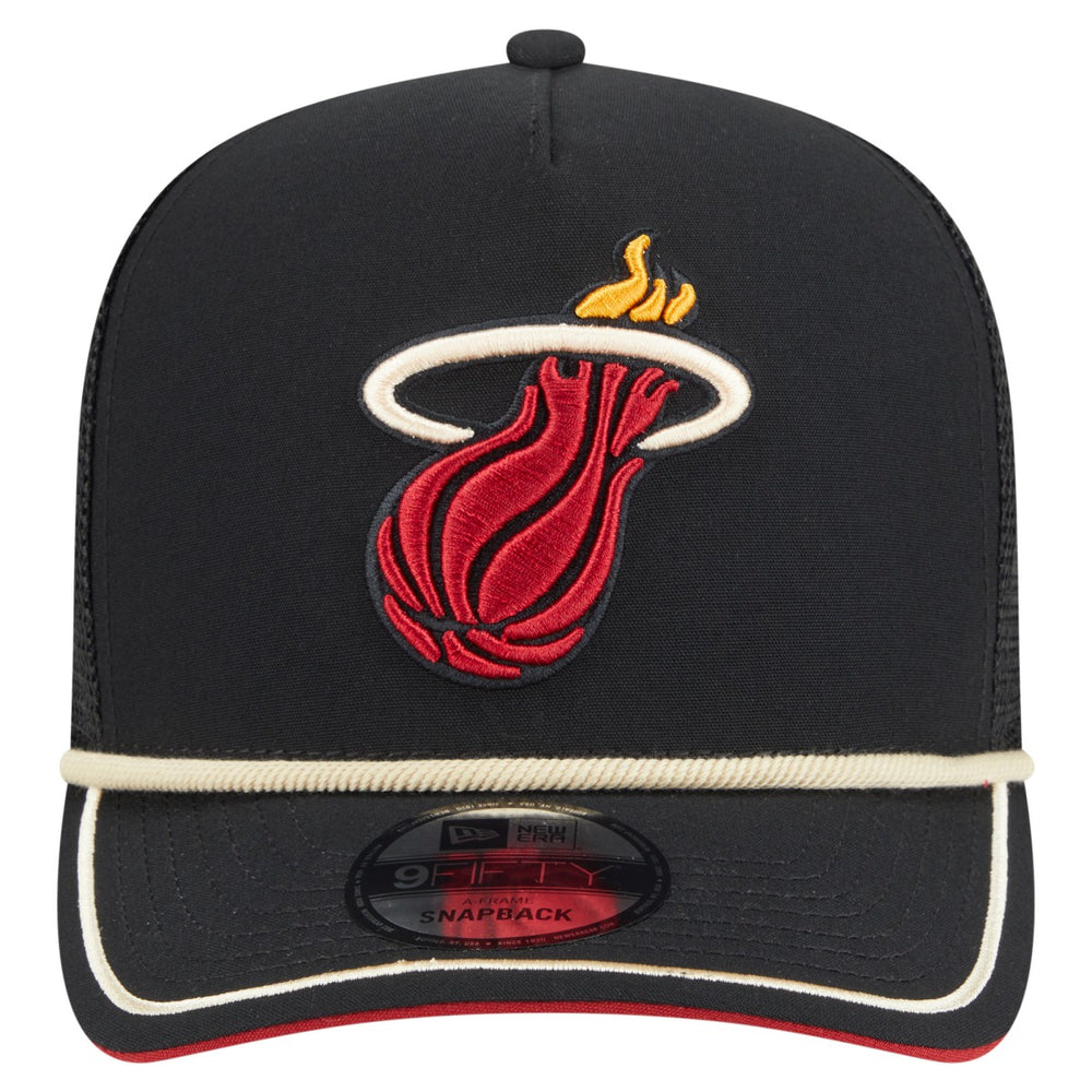 New Era Miami Heat Vintage Team Rope A-Frame 9FIFTY Snapback Hat Black
