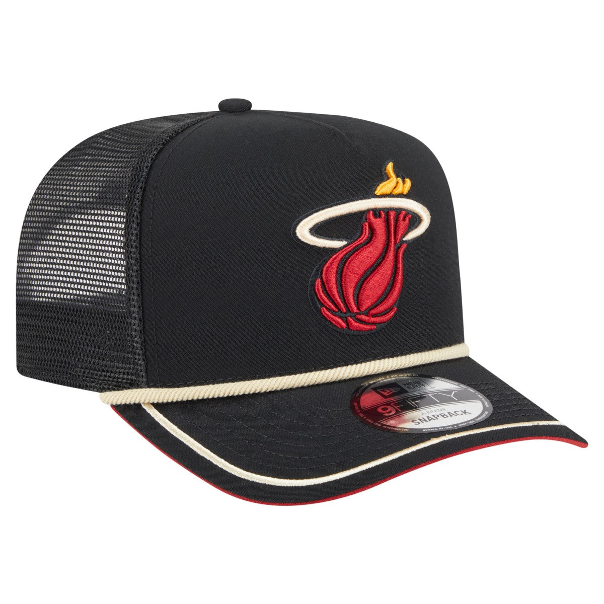 New Era Miami Heat Vintage Team Rope A-Frame 9FIFTY Snapback Hat Black