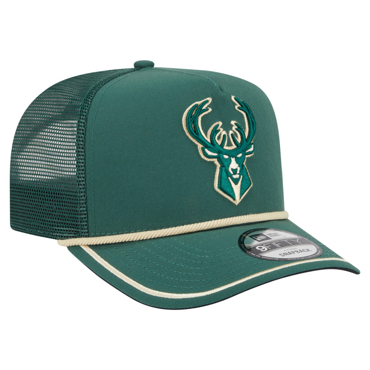 New Era Milwaukee Bucks Vintage Team Rope A-Frame 9FIFTY Snapback Hat Hunter Green