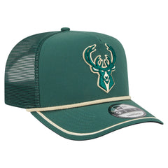 New Era Milwaukee Bucks Vintage Team Rope A-Frame 9FIFTY Snapback Hat Hunter Green