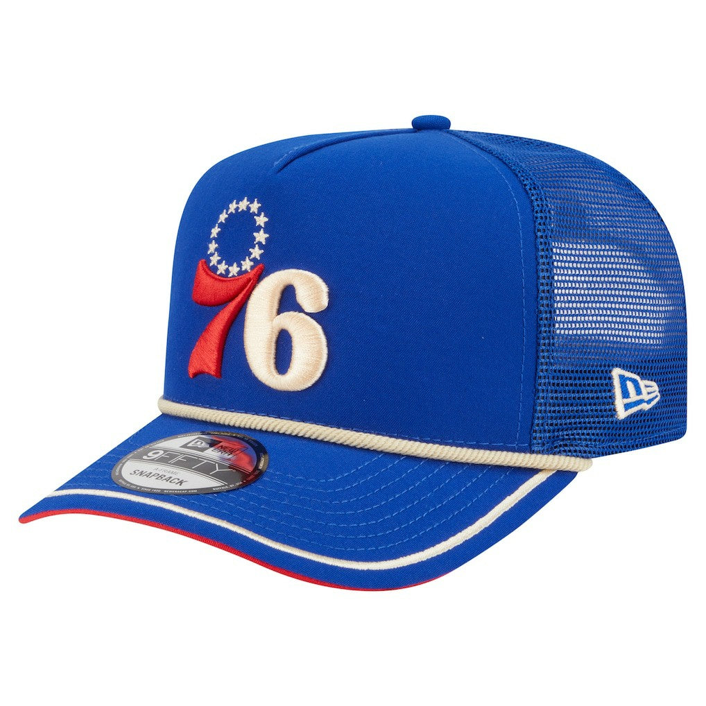 New Era Philadelphia 76ers Vintage Team Rope A-Frame 9FIFTY Snapback Hat Royal
