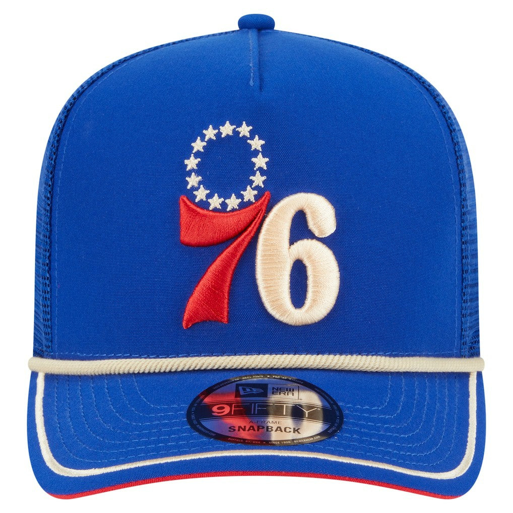 New Era Philadelphia 76ers Vintage Team Rope A-Frame 9FIFTY Snapback Hat Royal