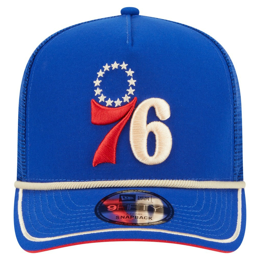 New Era Philadelphia 76ers Vintage Team Rope A-Frame 9FIFTY Snapback Hat Royal