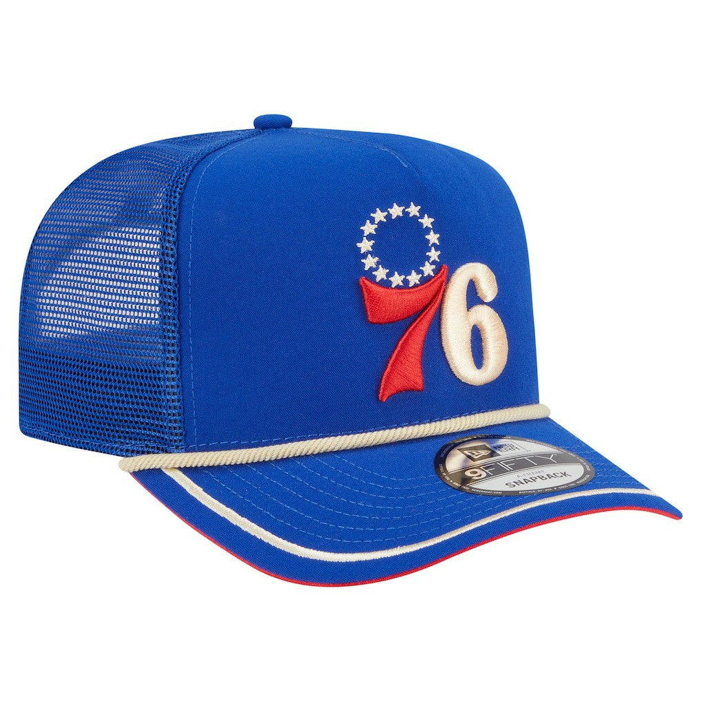 New Era Philadelphia 76ers Vintage Team Rope A-Frame 9FIFTY Snapback Hat Royal