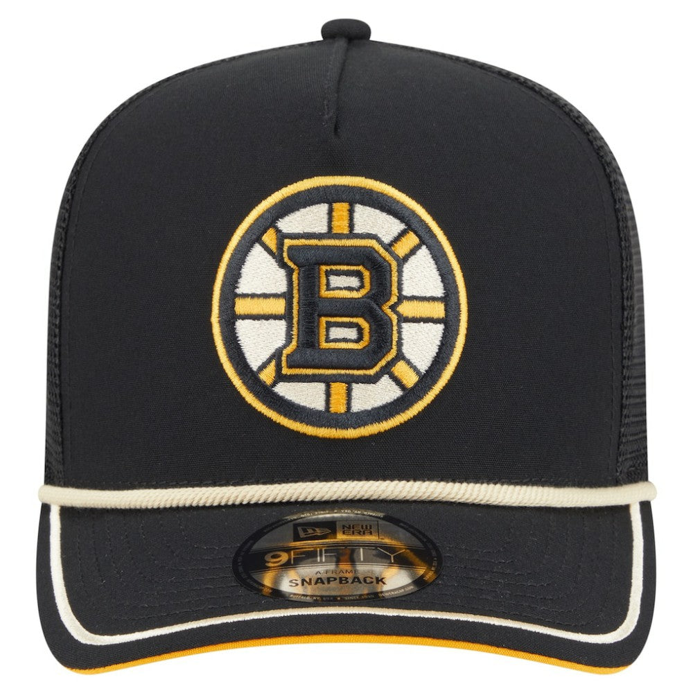 Boston Bruins New Era Vintage Team Rope A-Frame 9FIFTY Snapback Hat - Black | New Era on sale