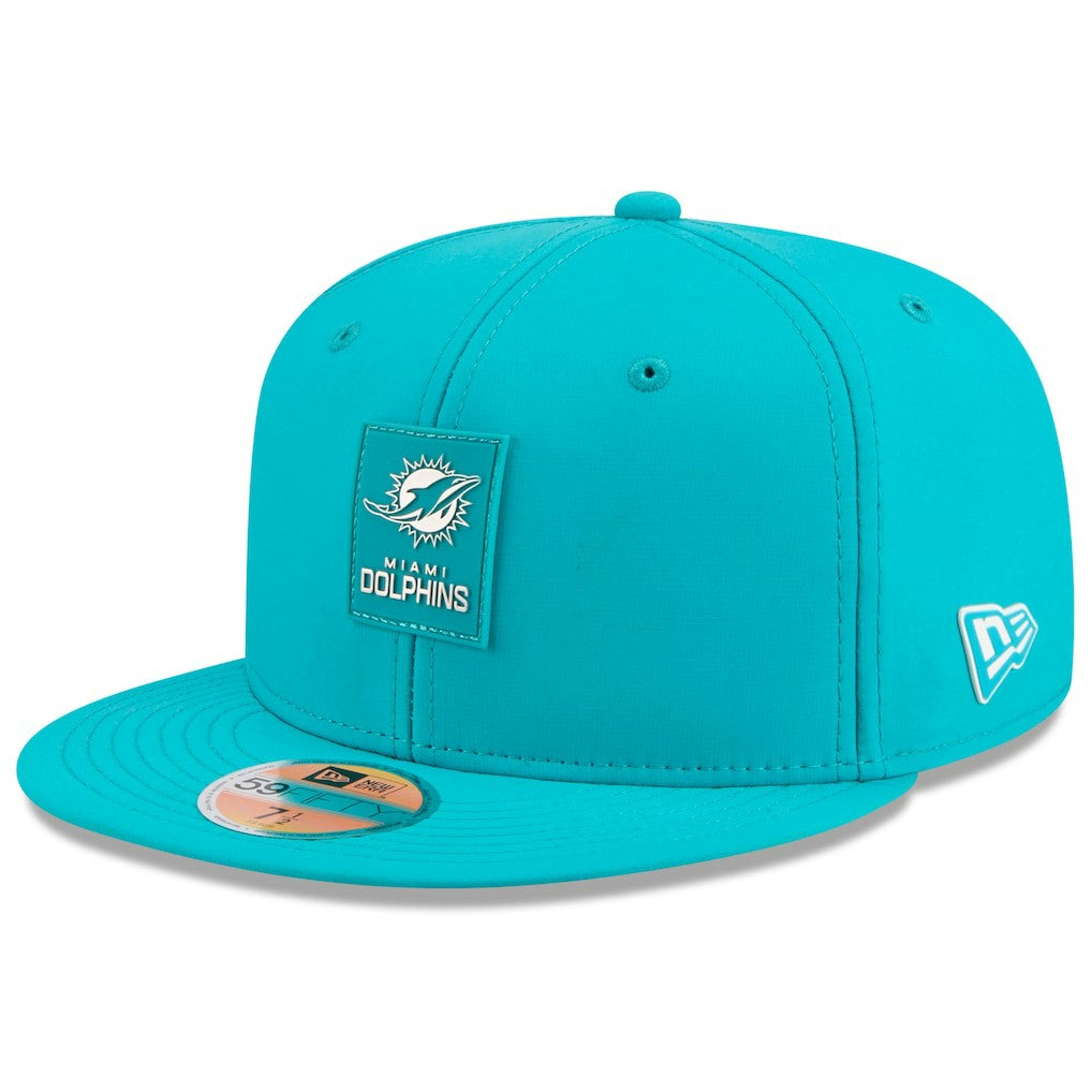Miami Dolphins New Era 2025 Sideline 59FIFTY Fitted Hat - Aqua - NFL