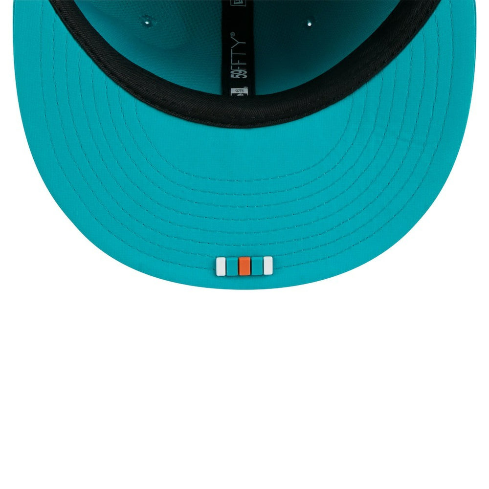 Miami Dolphins New Era 2025 Sideline 59FIFTY Fitted Hat - Aqua - NFL