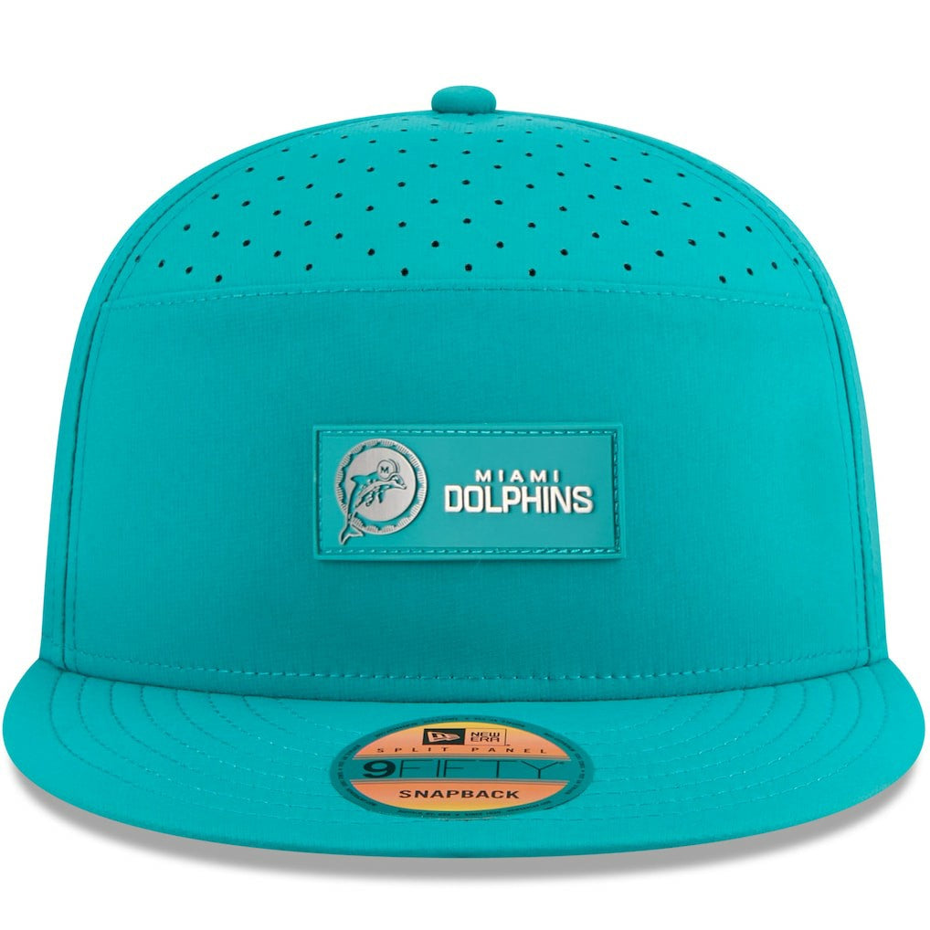 Miami Dolphins New Era 2025 Sideline Throwback Split Panel 9FIFTY Snapback Hat - Aqua - NFL