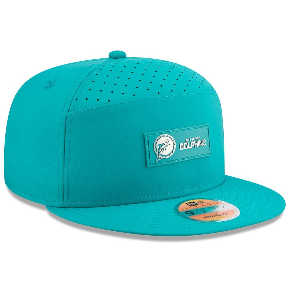 Miami Dolphins New Era 2025 Sideline Throwback Split Panel 9FIFTY Snapback Hat - Aqua - NFL