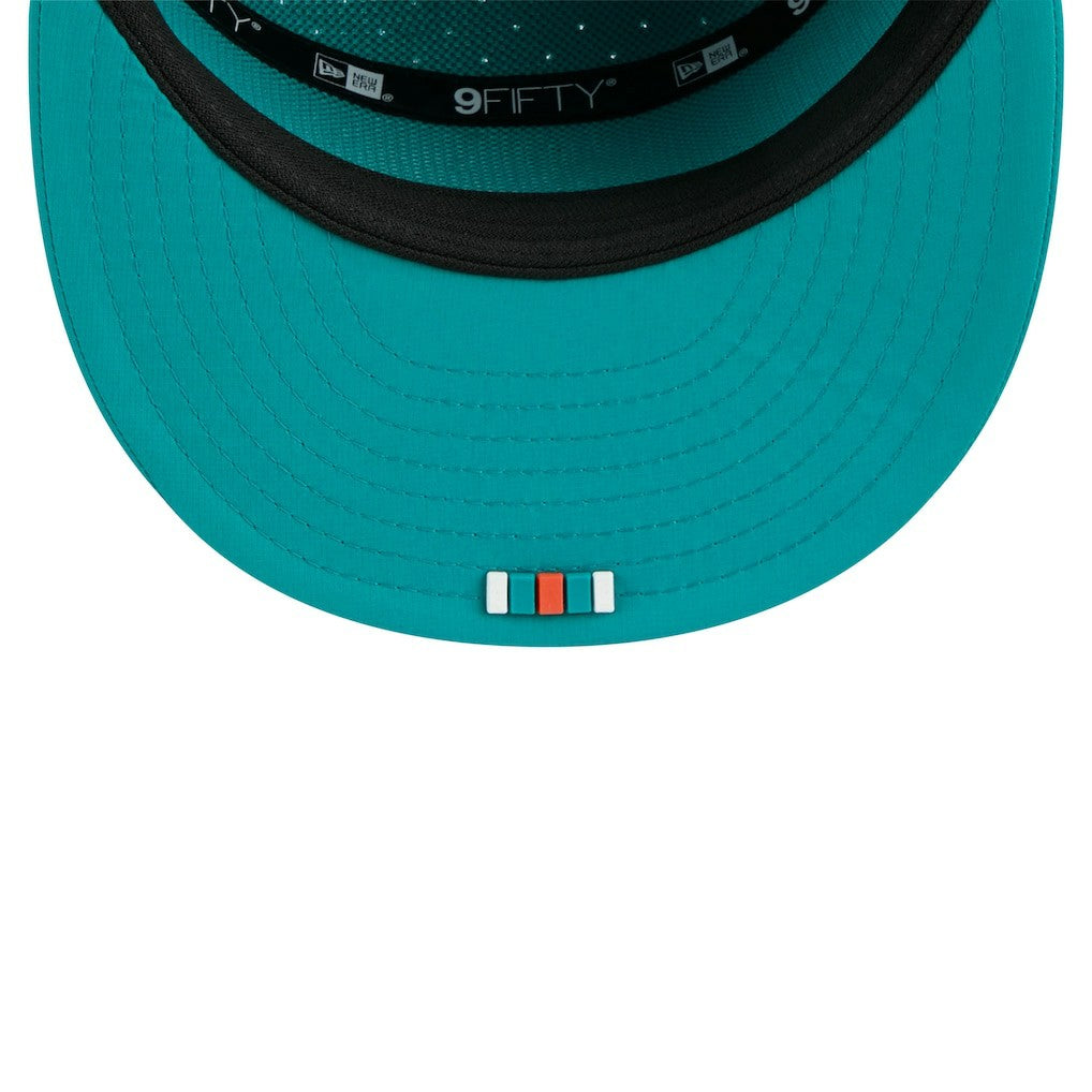 Miami Dolphins New Era 2025 Sideline Throwback Split Panel 9FIFTY Snapback Hat - Aqua - NFL