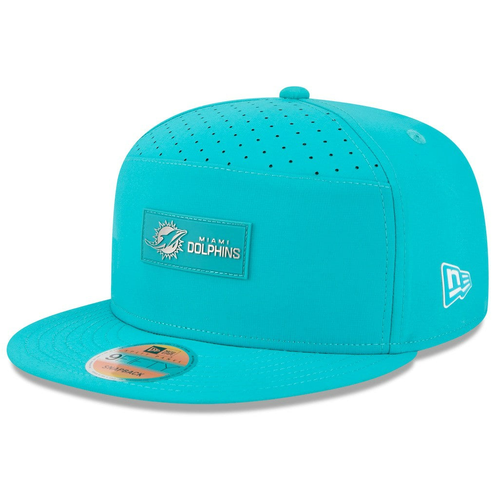 Miami Dolphins New Era 2025 Sideline Split Panel 9FIFTY Snapback Hat - Aqua - NFL