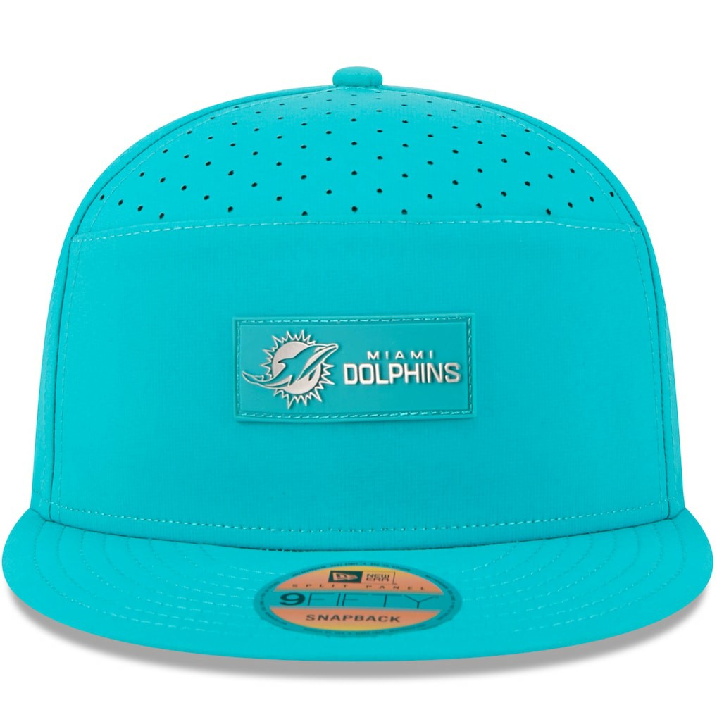 Miami Dolphins New Era 2025 Sideline Split Panel 9FIFTY Snapback Hat - Aqua - NFL