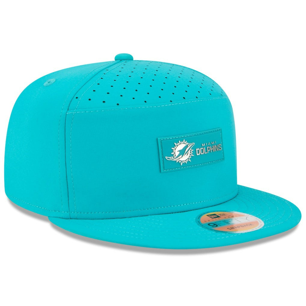 Miami Dolphins New Era 2025 Sideline Split Panel 9FIFTY Snapback Hat - Aqua - NFL