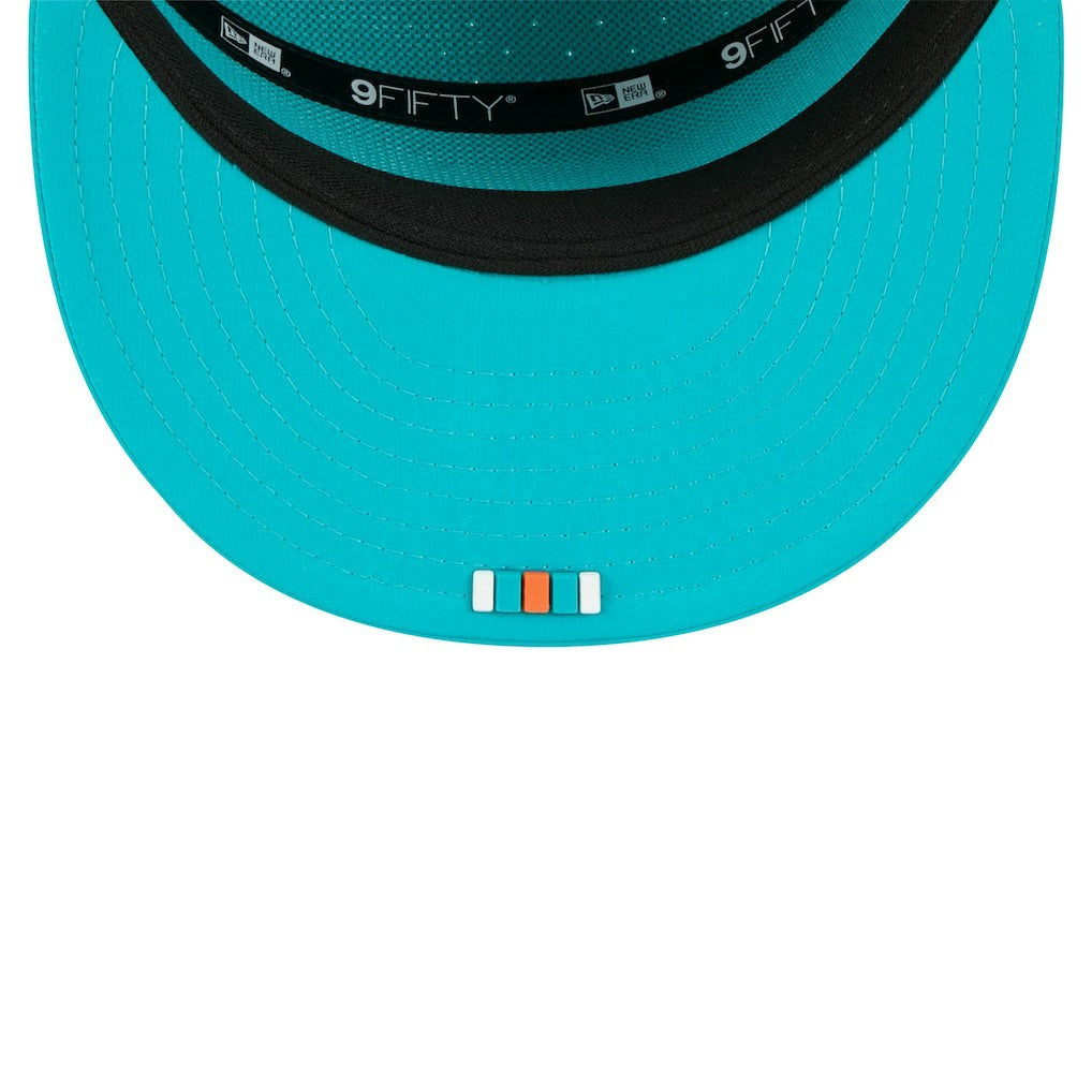 Miami Dolphins New Era 2025 Sideline Split Panel 9FIFTY Snapback Hat - Aqua - NFL