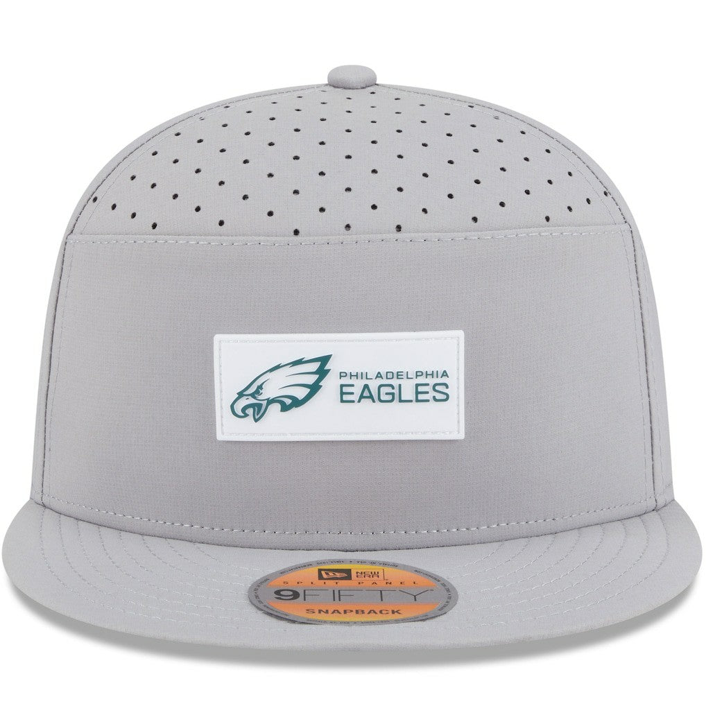 Philadelphia Eagles New Era 2025 Sideline Split Panel 9FIFTY Snapback Hat - Gray - NFL
