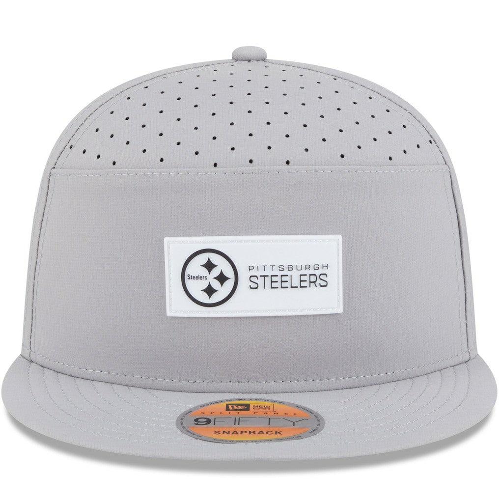 Pittsburgh Steelers New Era 2025 Sideline Split Panel 9FIFTY Snapback Hat - Gray - NFL