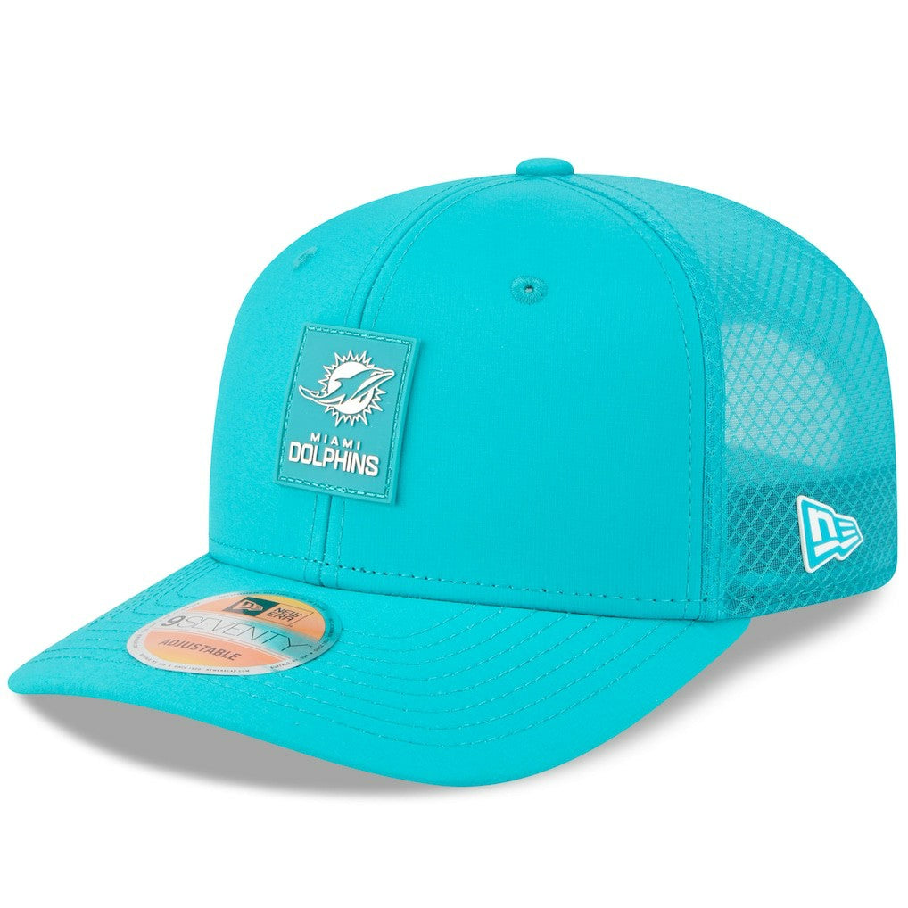 Miami Dolphins New Era 2025 Sideline 9SEVENTY Trucker Adjustable Hat - Aqua - NFL