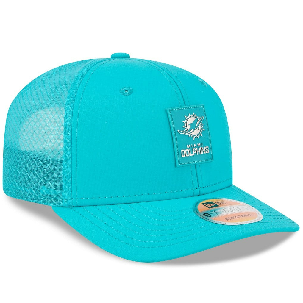 Miami Dolphins New Era 2025 Sideline 9SEVENTY Trucker Adjustable Hat - Aqua - NFL