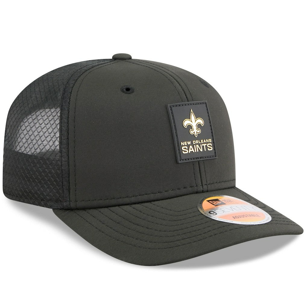 New Orleans Saints New Era 2025 Sideline 9SEVENTY Trucker Adjustable Hat - Black - NFL
