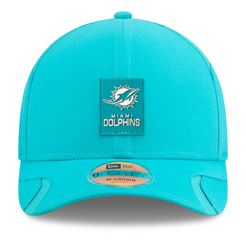Miami Dolphins New Era 2025 Sideline M-Crown 9FORTY Adjustable Hat - Aqua - NFL