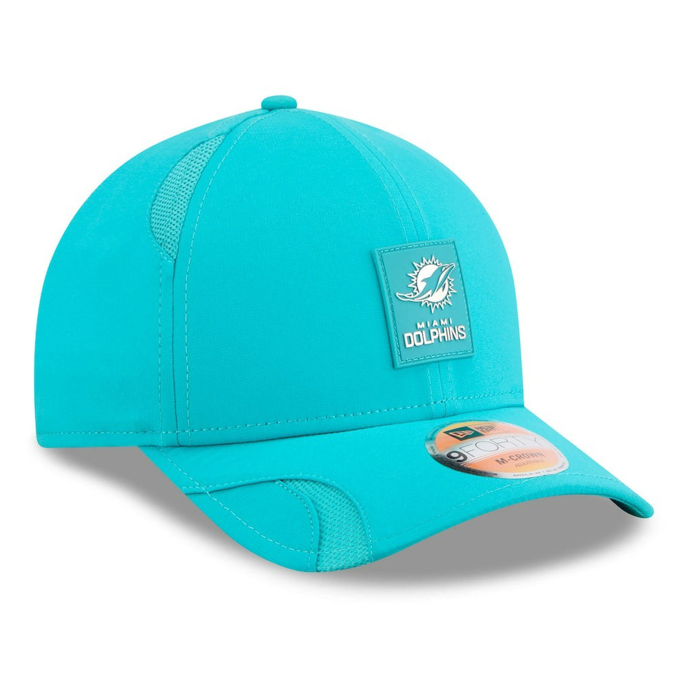 Miami Dolphins New Era 2025 Sideline M-Crown 9FORTY Adjustable Hat - Aqua - NFL