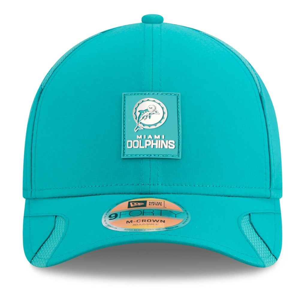 Miami Dolphins New Era 2025 Sideline Throwback M-Crown 9FORTY Adjustable Hat - Aqua - NFL