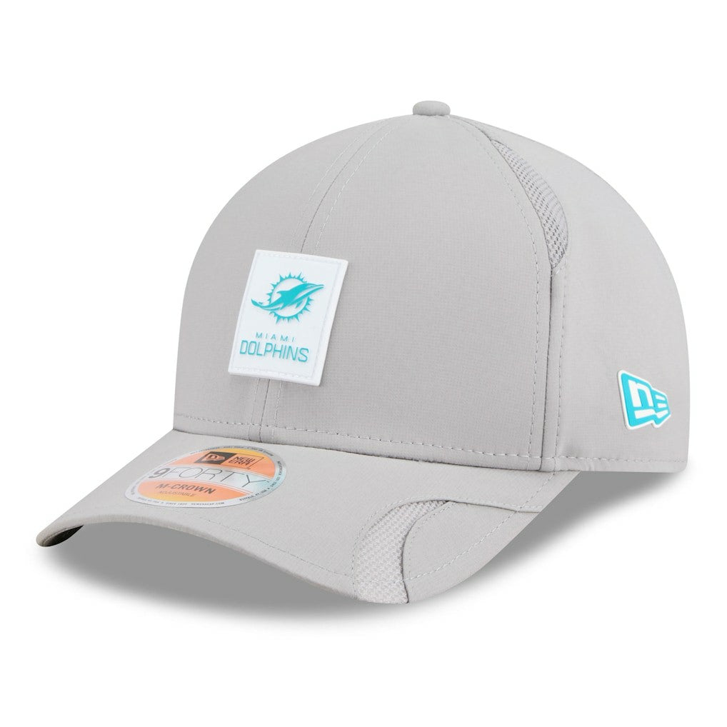 Miami Dolphins New Era 2025 Sideline M-Crown 9FORTY Adjustable Hat - Gray - NFL