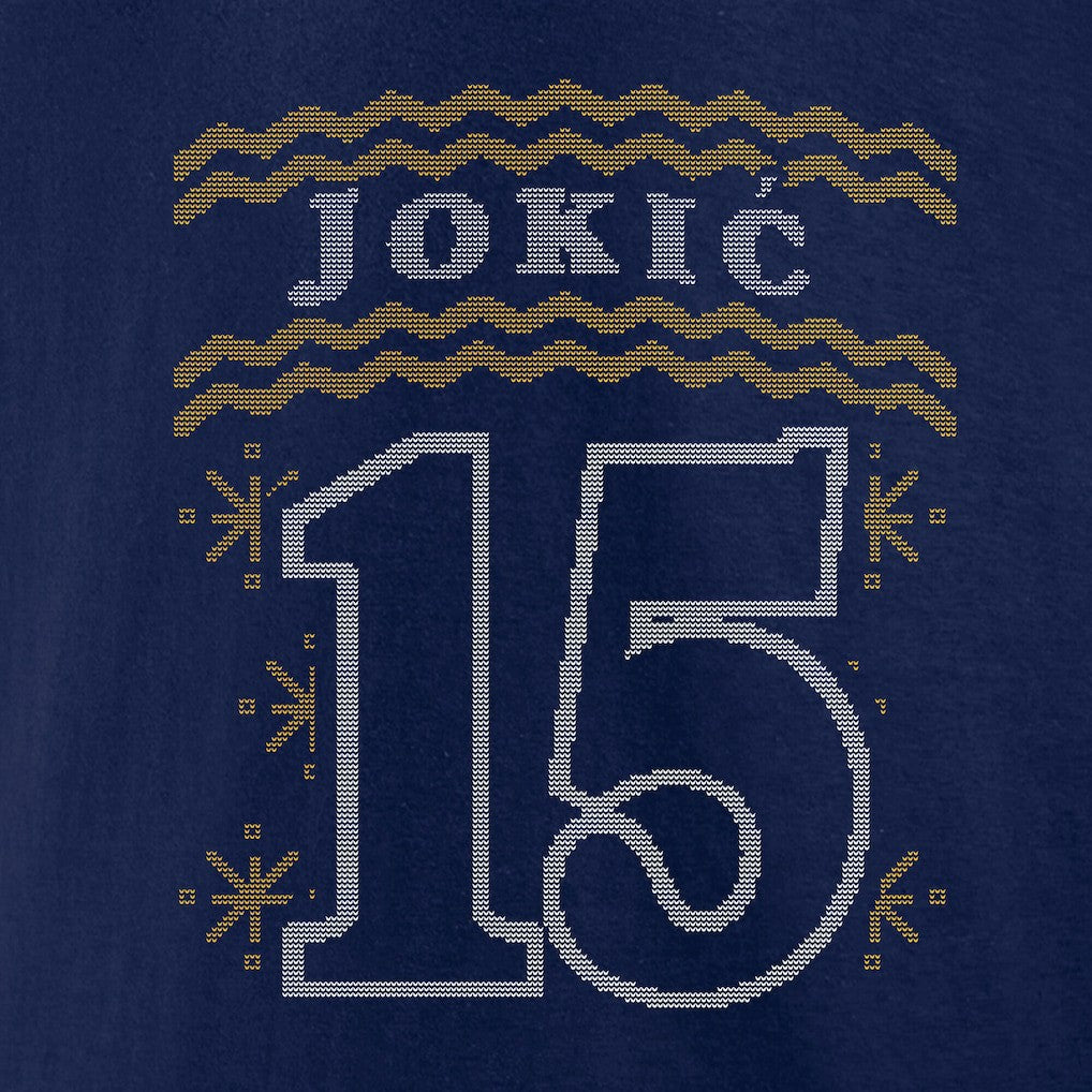 Nikola Jokic Denver Nuggets Ugly Sweater Name & Number T-Shirt Navy