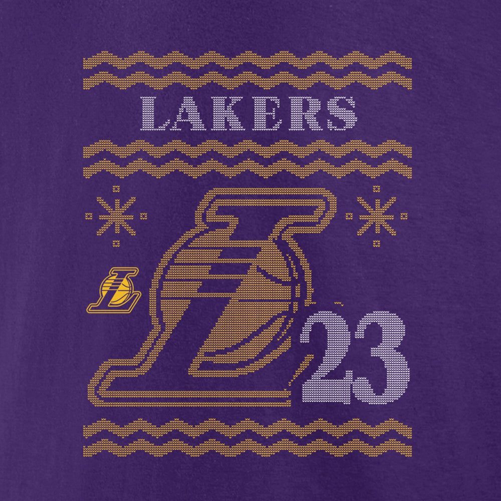 LeBron James Los Angeles Lakers Ugly Sweater Name & Number T-Shirt Purple