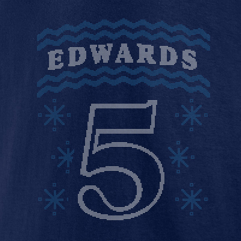 Anthony Edwards Minnesota Timberwolves Ugly Sweater Name & Number T-Shirt Navy