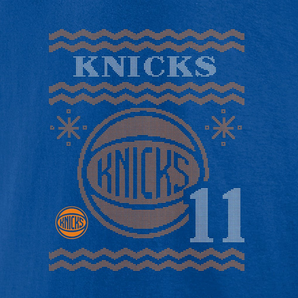 Jalen Brunson New York Knicks Ugly Sweater Name & Number T-Shirt Blue