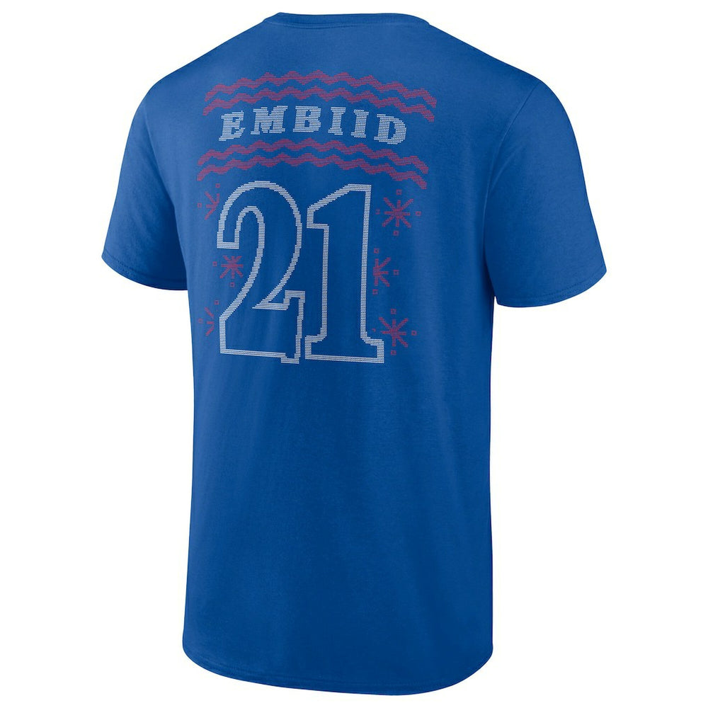 Joel Embiid Philadelphia 76ers Ugly Sweater Name & Number T-Shirt Royal