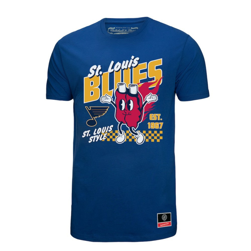 St. Louis Blues Mitchell & Ness Local Food T-Shirt - Blue | NHL on sale