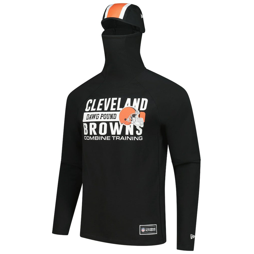 Cleveland Browns New Era Functional Fandom Balaclava Helmet Stripe Tri-Blend Hoodie - Black - NFL
