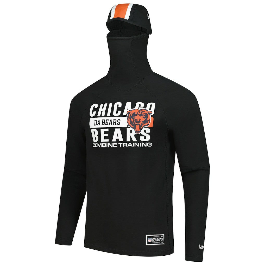 Chicago Bears New Era Functional Fandom Balaclava Helmet Stripe Tri-Blend Hoodie - Black - NFL