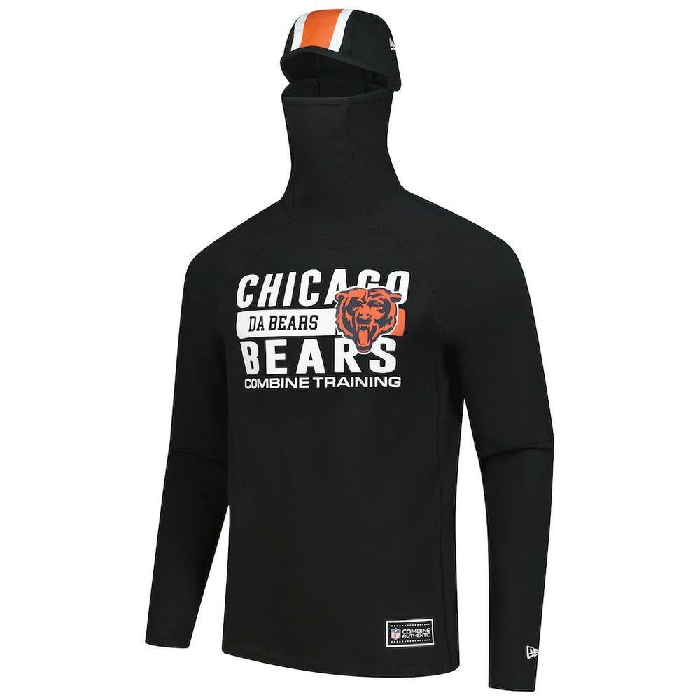 Chicago Bears New Era Functional Fandom Balaclava Helmet Stripe Tri-Blend Hoodie - Black - NFL