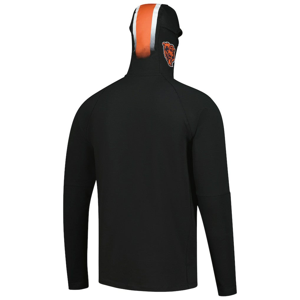 Chicago Bears New Era Functional Fandom Balaclava Helmet Stripe Tri-Blend Hoodie - Black - NFL