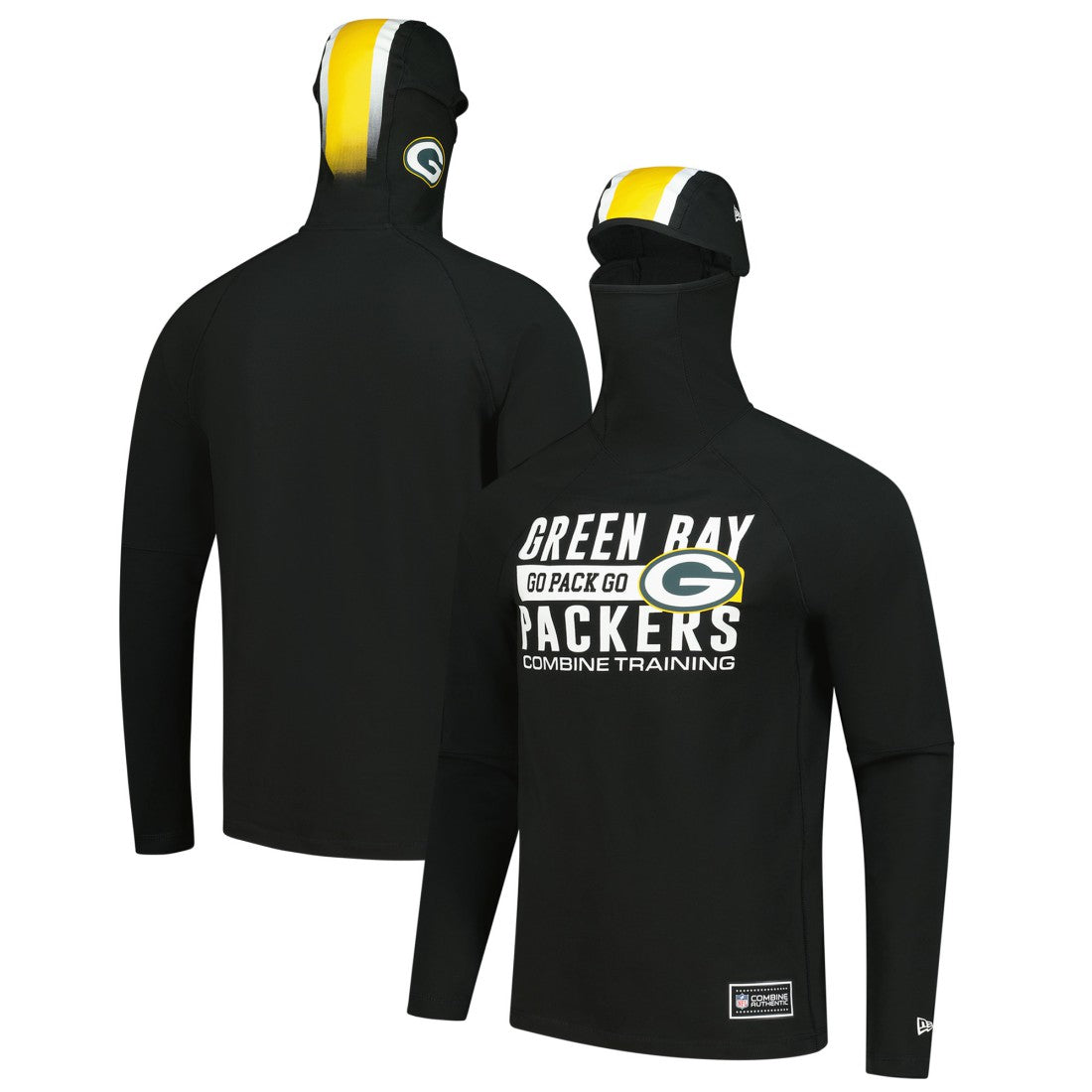 Green Bay Packers New Era Functional Fandom Balaclava Helmet Stripe Tri-Blend Hoodie - Black - NFL