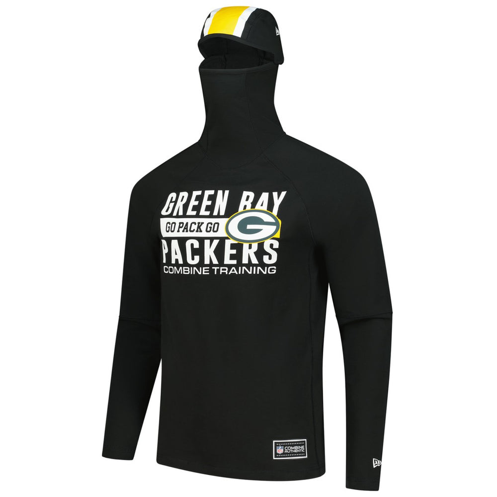 Green Bay Packers New Era Functional Fandom Balaclava Helmet Stripe Tri-Blend Hoodie - Black - NFL