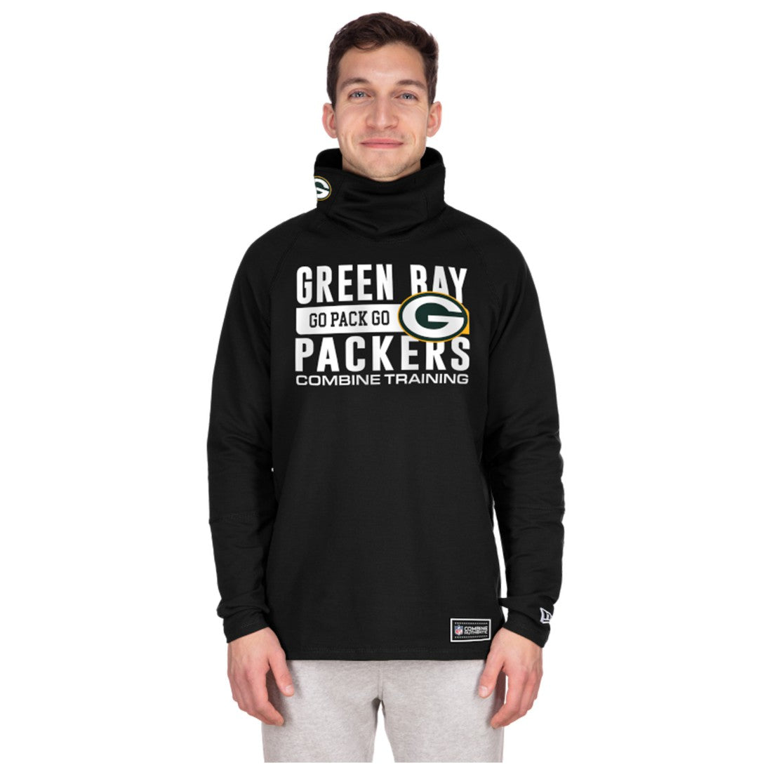 Green Bay Packers New Era Functional Fandom Balaclava Helmet Stripe Tri-Blend Hoodie - Black - NFL