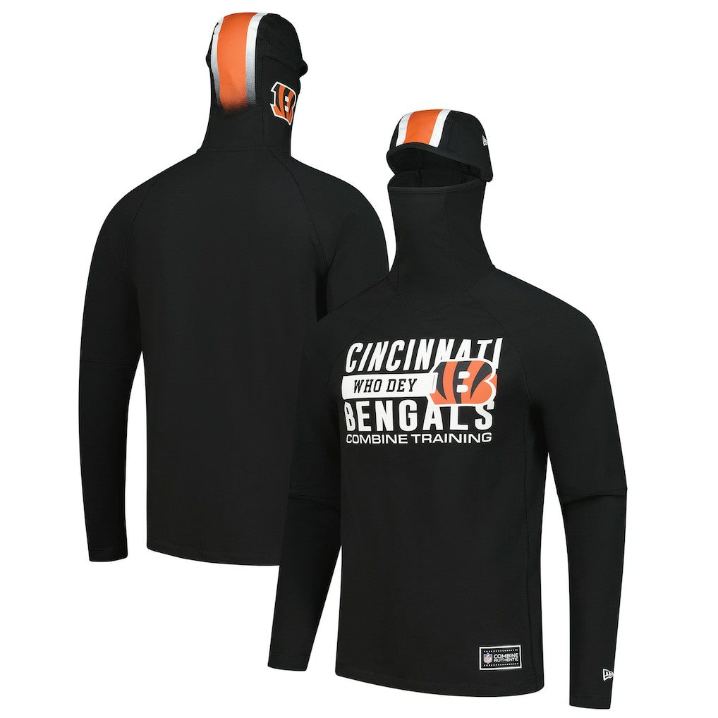 Cincinnati Bengals New Era Functional Fandom Balaclava Helmet Stripe Tri-Blend Hoodie - Black - NFL