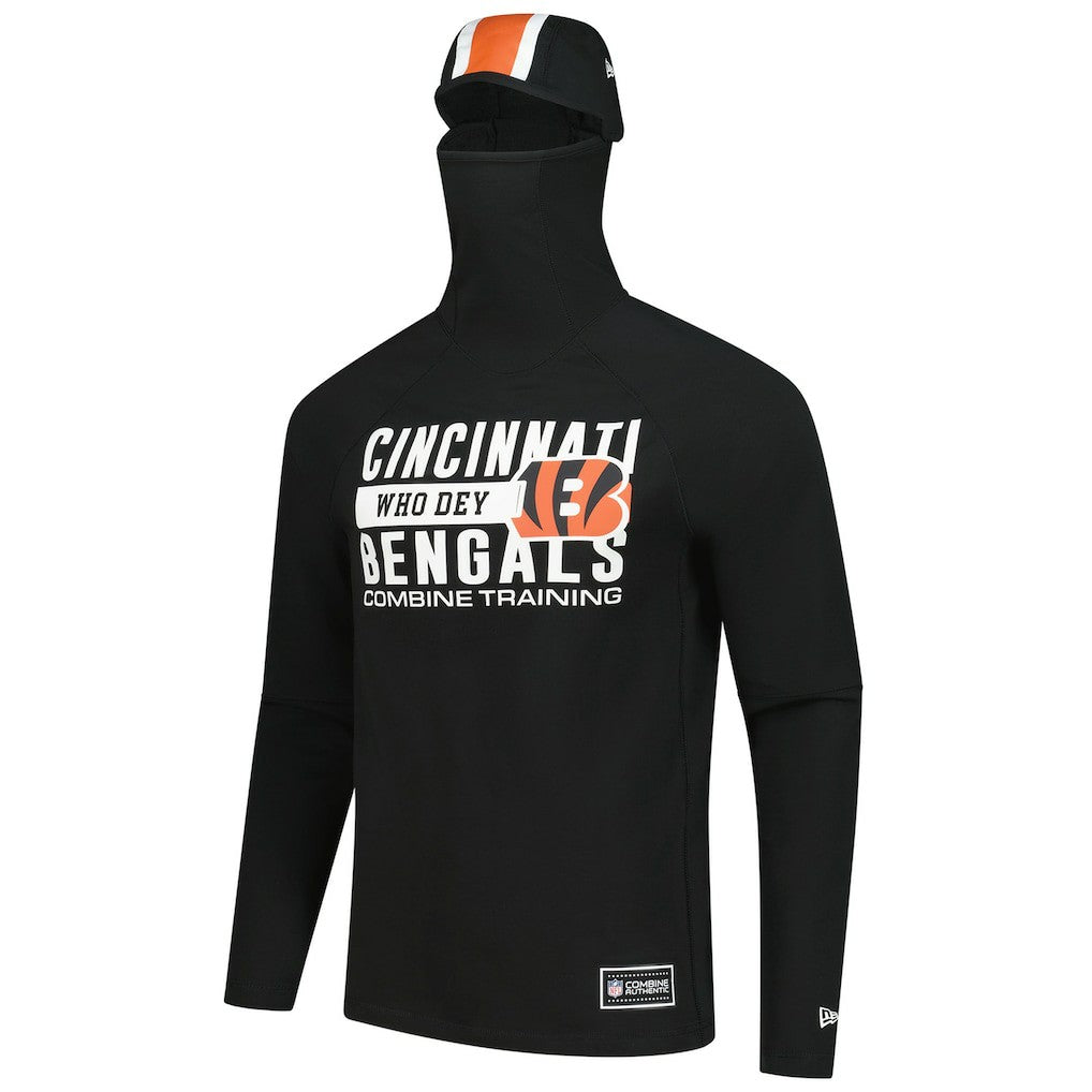 Cincinnati Bengals New Era Functional Fandom Balaclava Helmet Stripe Tri-Blend Hoodie - Black - NFL