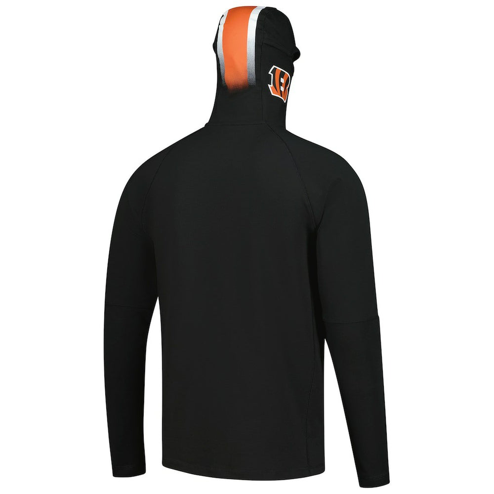 Cincinnati Bengals New Era Functional Fandom Balaclava Helmet Stripe Tri-Blend Hoodie - Black - NFL